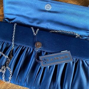 Navy Satin Clutch